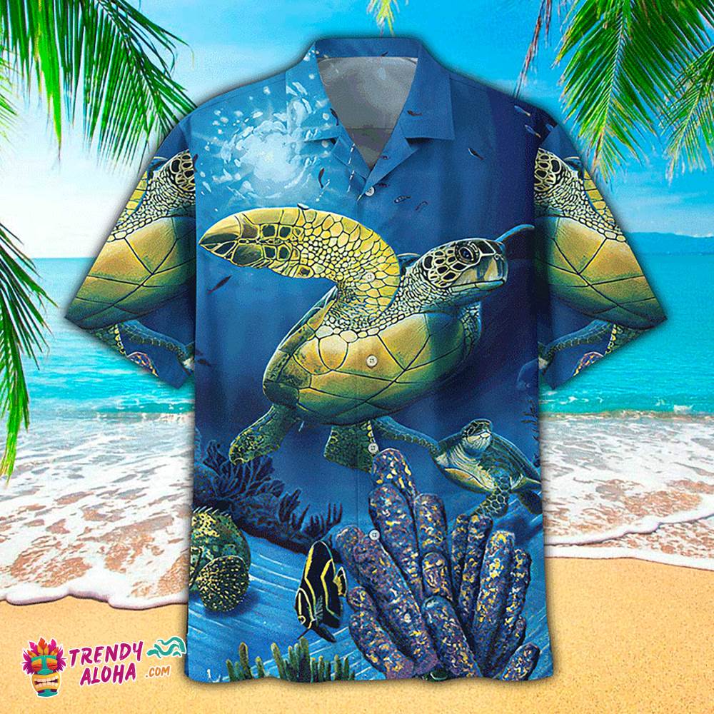 Sea Turtle Hawaiian Shirt Sea Turtle Underwater Aloha Shirt, Aloha Hawaiian Shirts