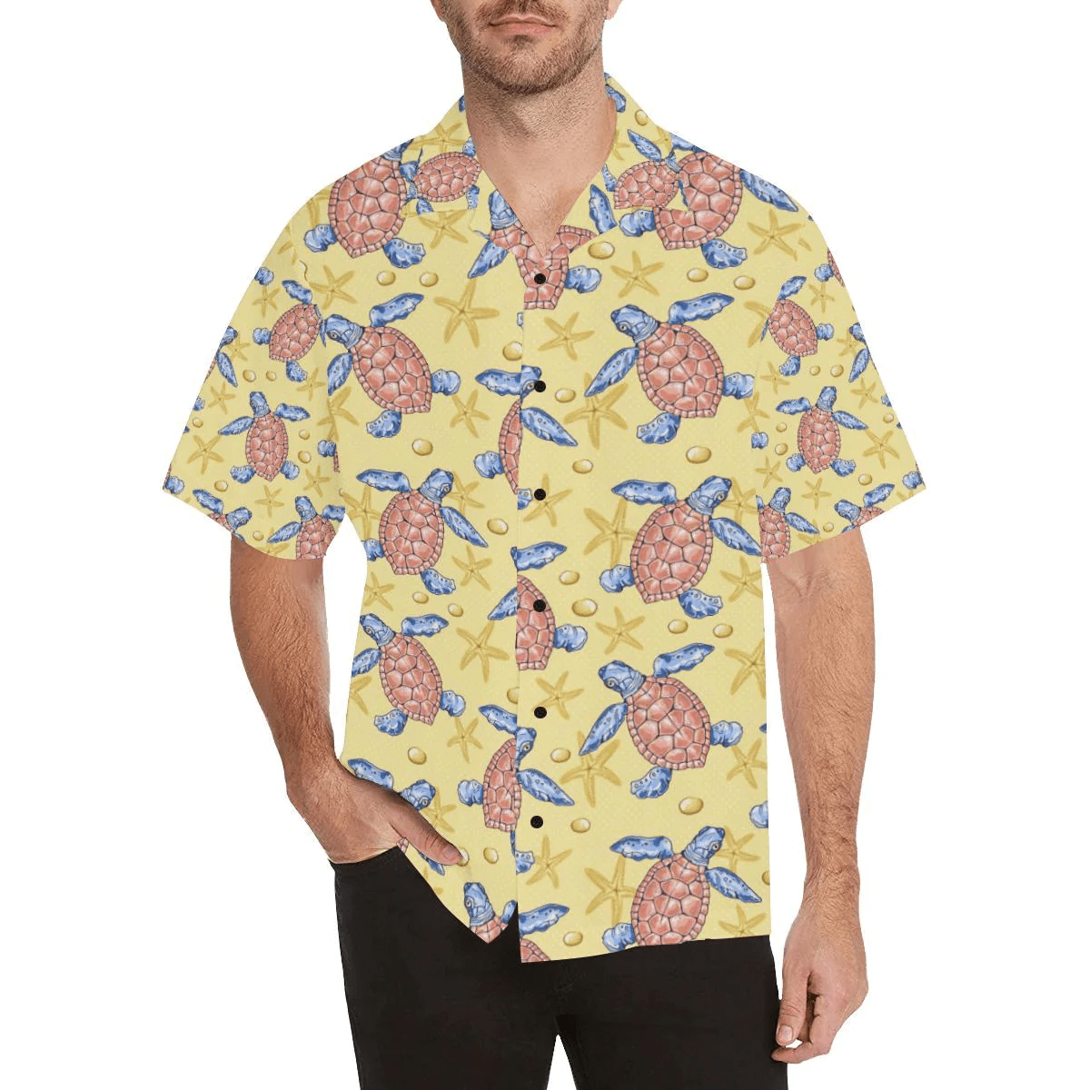 Sea Turtle Pattern Print Design Trendy Hawaiian Shirt, Turtle Lover Trendy Hawaiian Shirt For