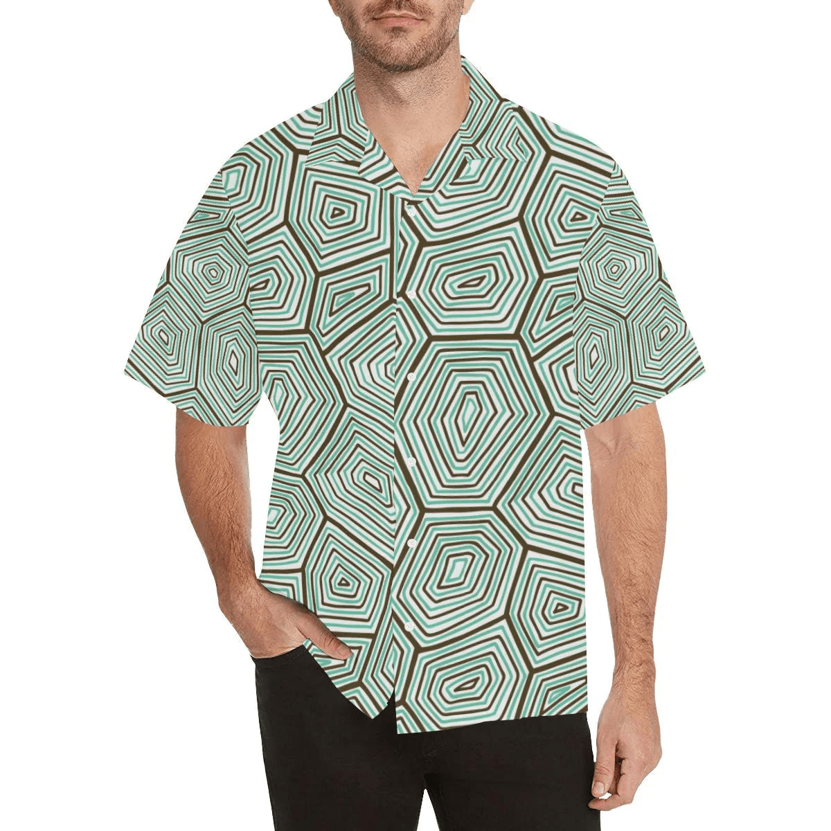 Sea Turtle Skin Print Trendy Hawaiian Shirt, Turtle Lover Trendy Hawaiian Shirt For