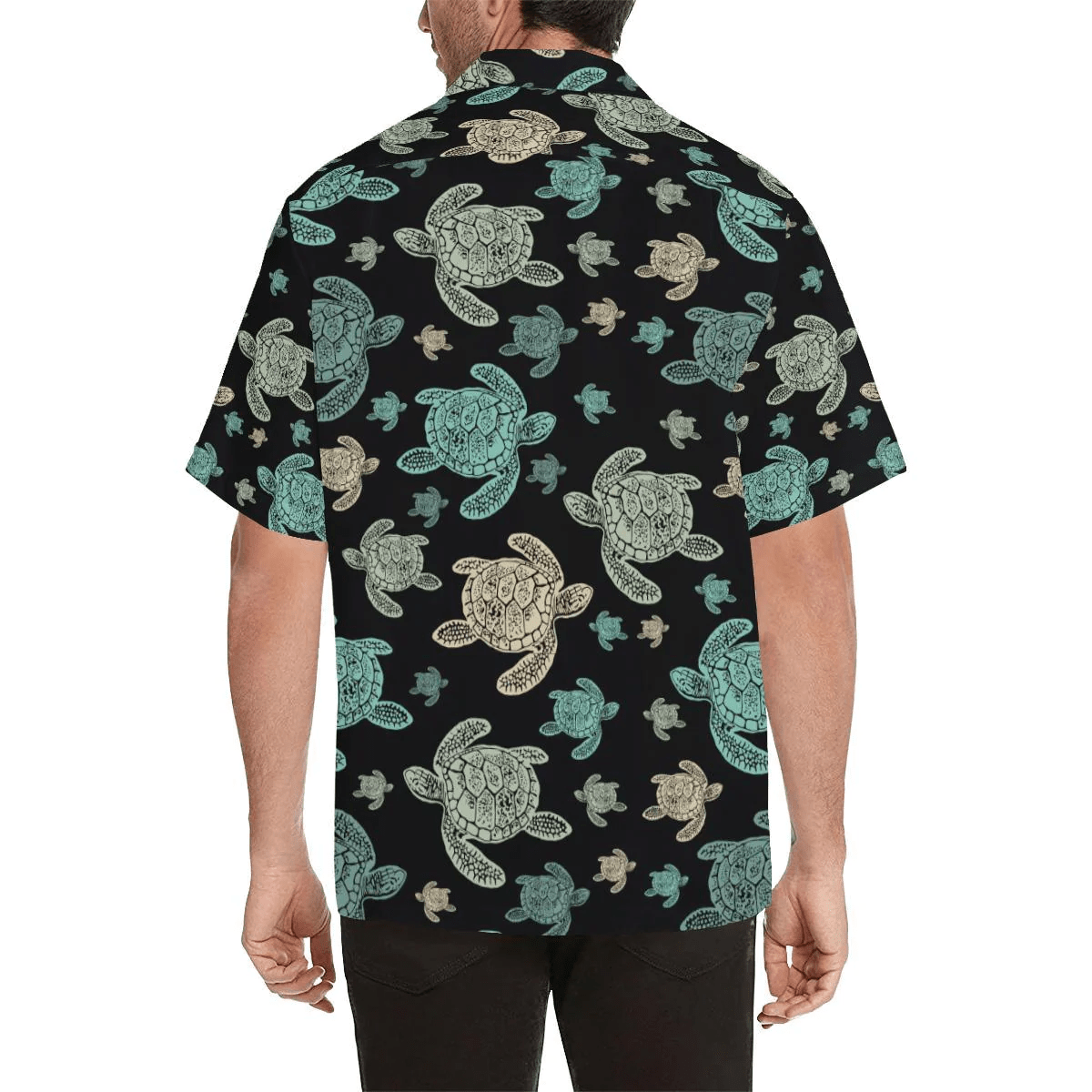Sea Turtle Stamp Pattern Trendy Hawaiian Shirt, Turtle Lover Trendy Hawaiian Shirt For