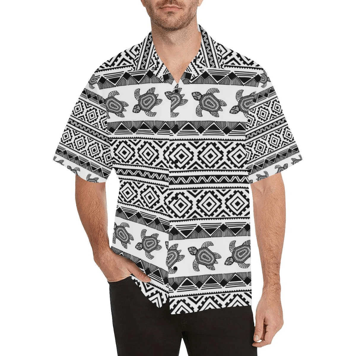 Sea Turtle Tribal Aztec Trendy Hawaiian Shirt, Turtle Lover Trendy Hawaiian Shirt For
