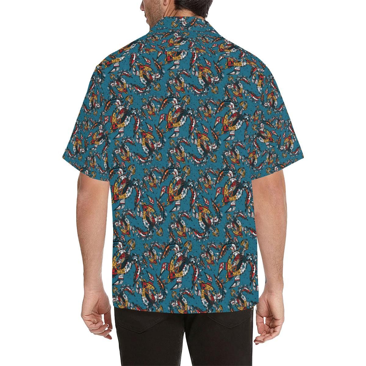 Sea Turtle Tribal Colorful Hand Drawn Trendy Hawaiian Shirt, Turtle Lover Trendy Hawaiian Shirt For