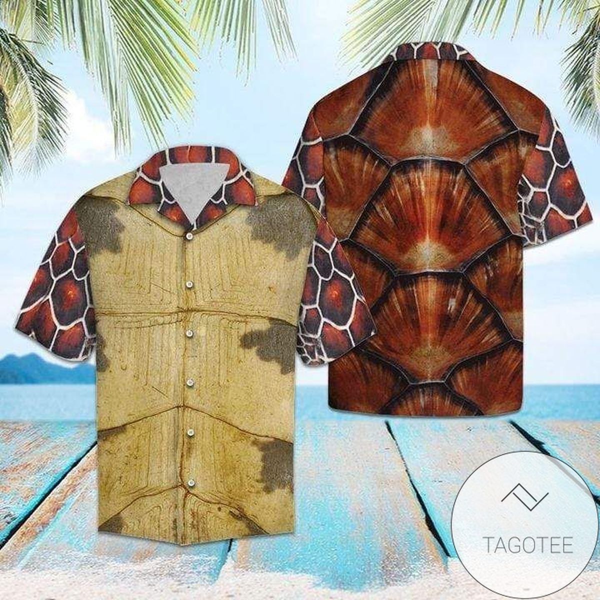 Sea Turtle’s Elegance Celebrated on Vibrant Hawaiian Shirt