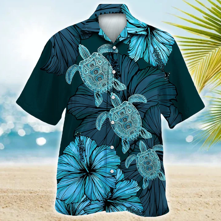 Sea Turtles Trendy Hawaiian Shirt, Summer Beach Shirt, Nature Lover Gift, Activist Aloha, Sea Turtles Summer