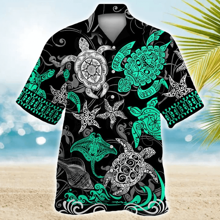 Sea Turtles Trendy Hawaiian Shirt, Summer Beach Shirt, Nature Lover Gift, Activist Aloha, Sea Turtles Summer