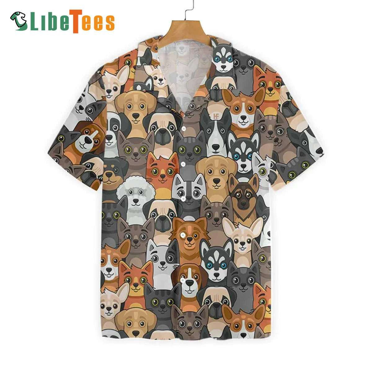 Seamless Adventures with Cats and Dogs Hawaiian Shirt