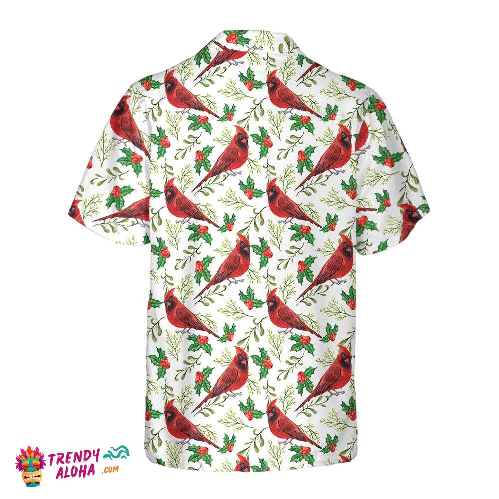 Seamless Christmas Pattern Red Cardinal Hawaiian Shirt, Funny Christmas Shirt, Gift For Christmas