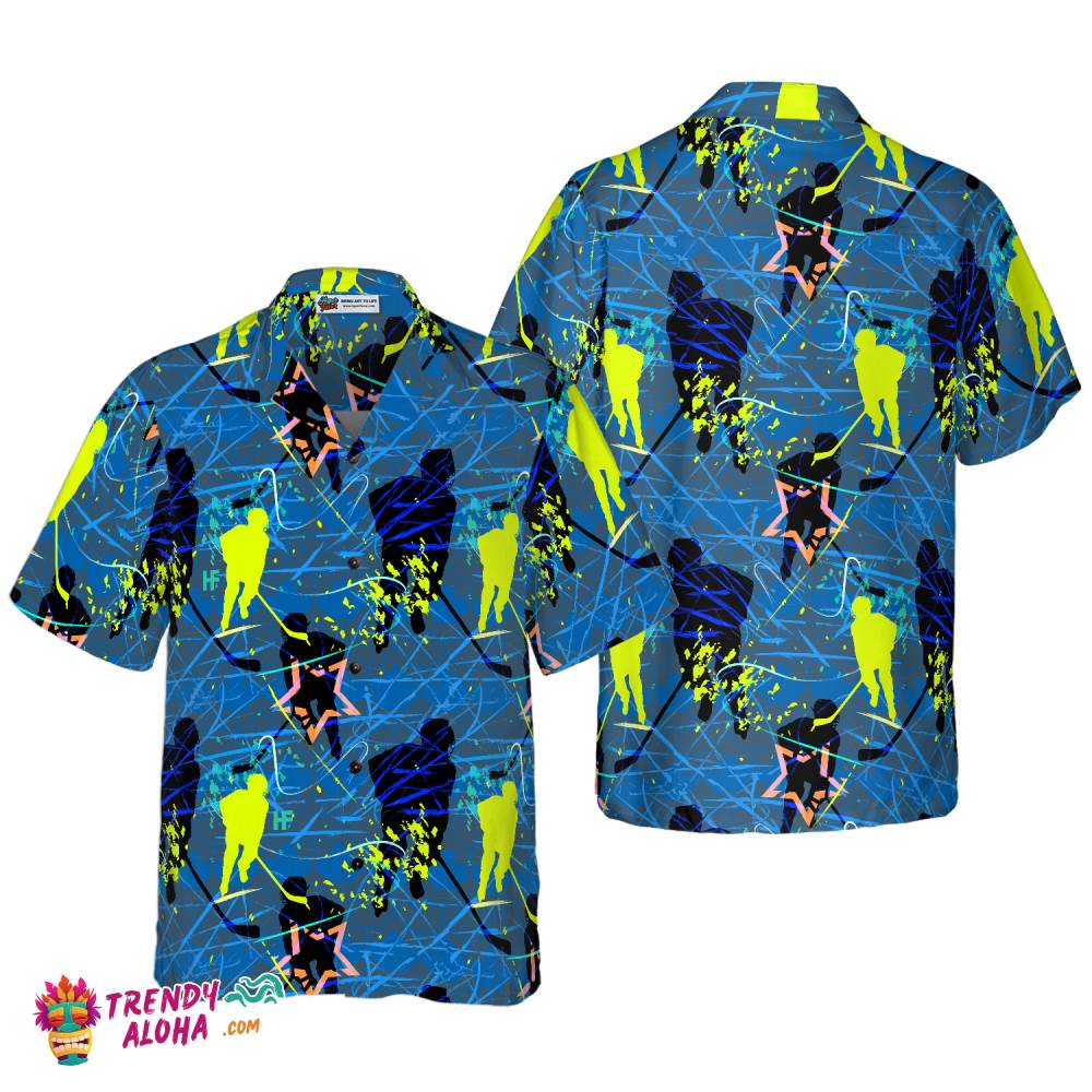 Seamless Hockey Pattern Hawaiian Shirt Seamless Hockey Pattern Hawaiian Shirt