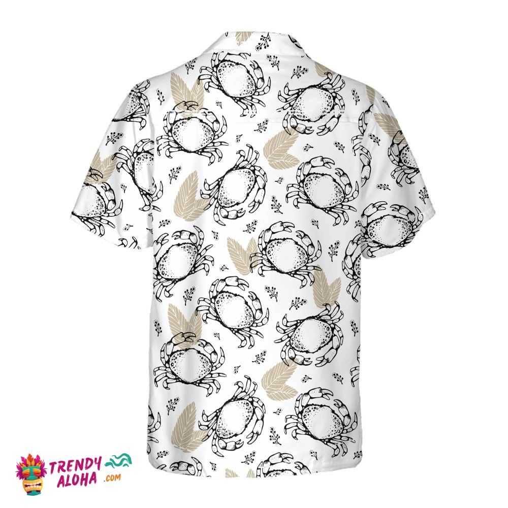 Seamless Pattern With Crabs And Leaves Hawaiian Shirt, Unique Crab Shirt, Crab Print Shirt For Adults