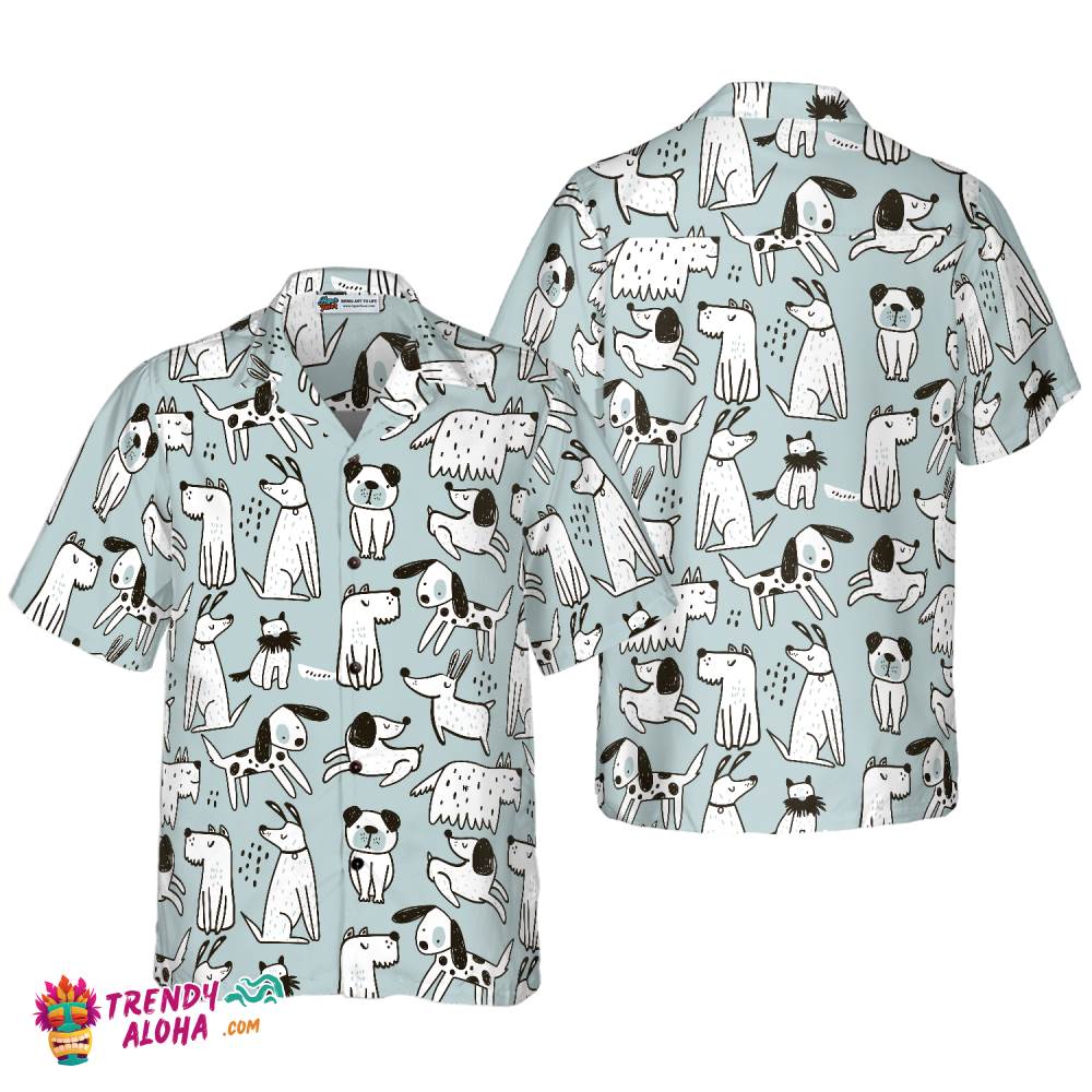 Seamless Pattern With Cute Dogs Hawaiian Shirt Seamless Pattern With Cute Dogs Hawaiian Shirt