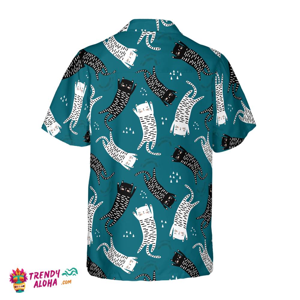 Seamless Pattern With Funny Cats Hawaiian Shirt