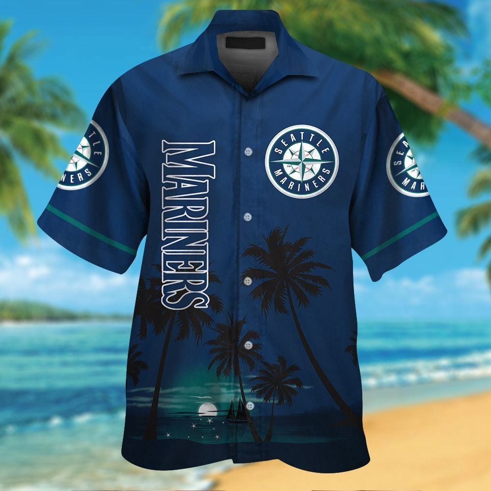Seattle Mariners Short Sleeve Button Up Tropical Hawaiian Shirt VER06