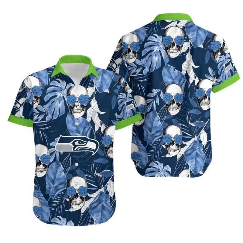 Seattle Seahawks Coconut Leaves And Skulls Hawaii Shirt And Shorts Sum
