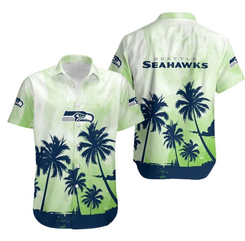 Seattle Seahawks Coconut Trees NFL Gift For Fan Hawaiian Shirt Graphic Print