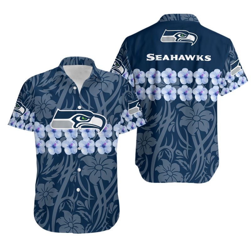 Seattle Seahawks Flower And Logo Hawaii Shirt And Shorts Summer Collec