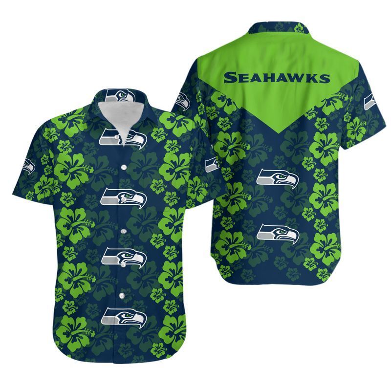Seattle Seahawks Flowers Hawaii Shirt And Shorts Summer Collection H97