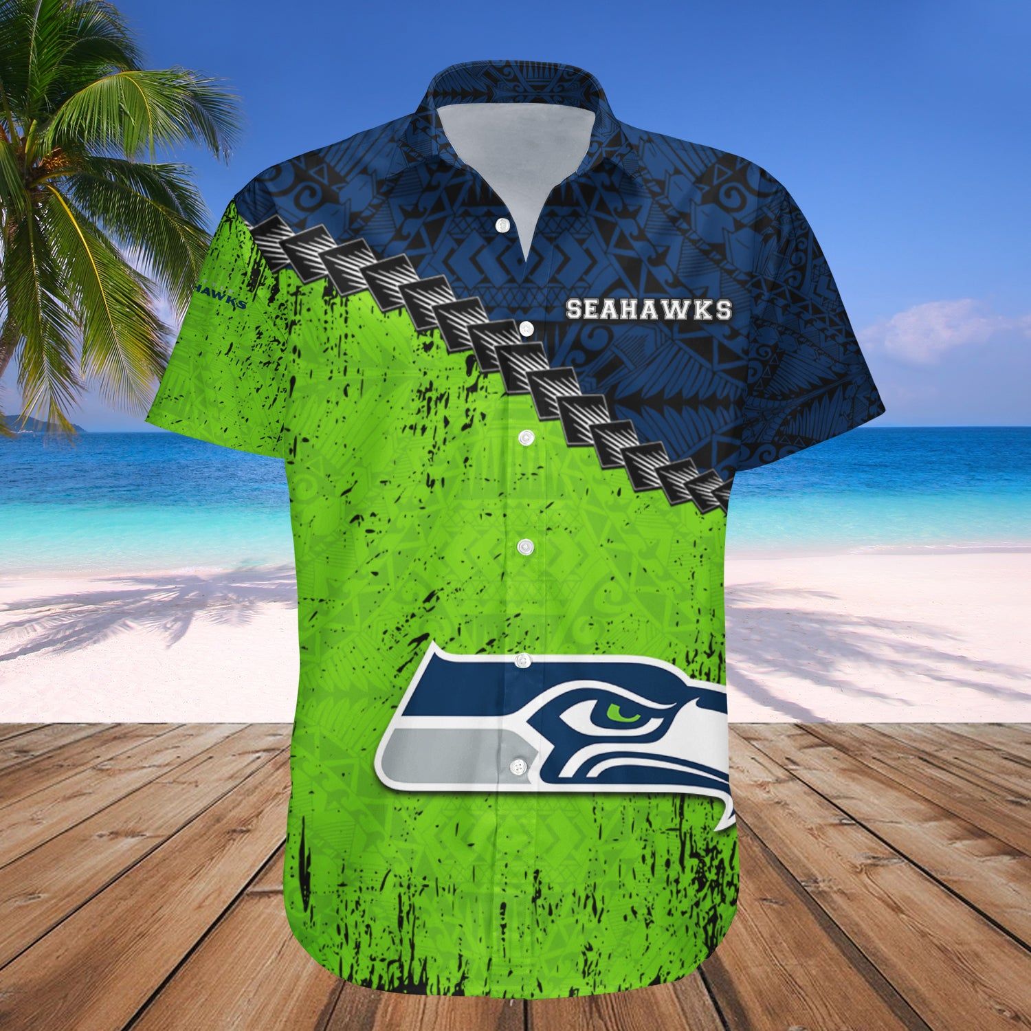 Seattle Seahawks Hawaii Shirt Grunge Polynesian Tattoo – NFL