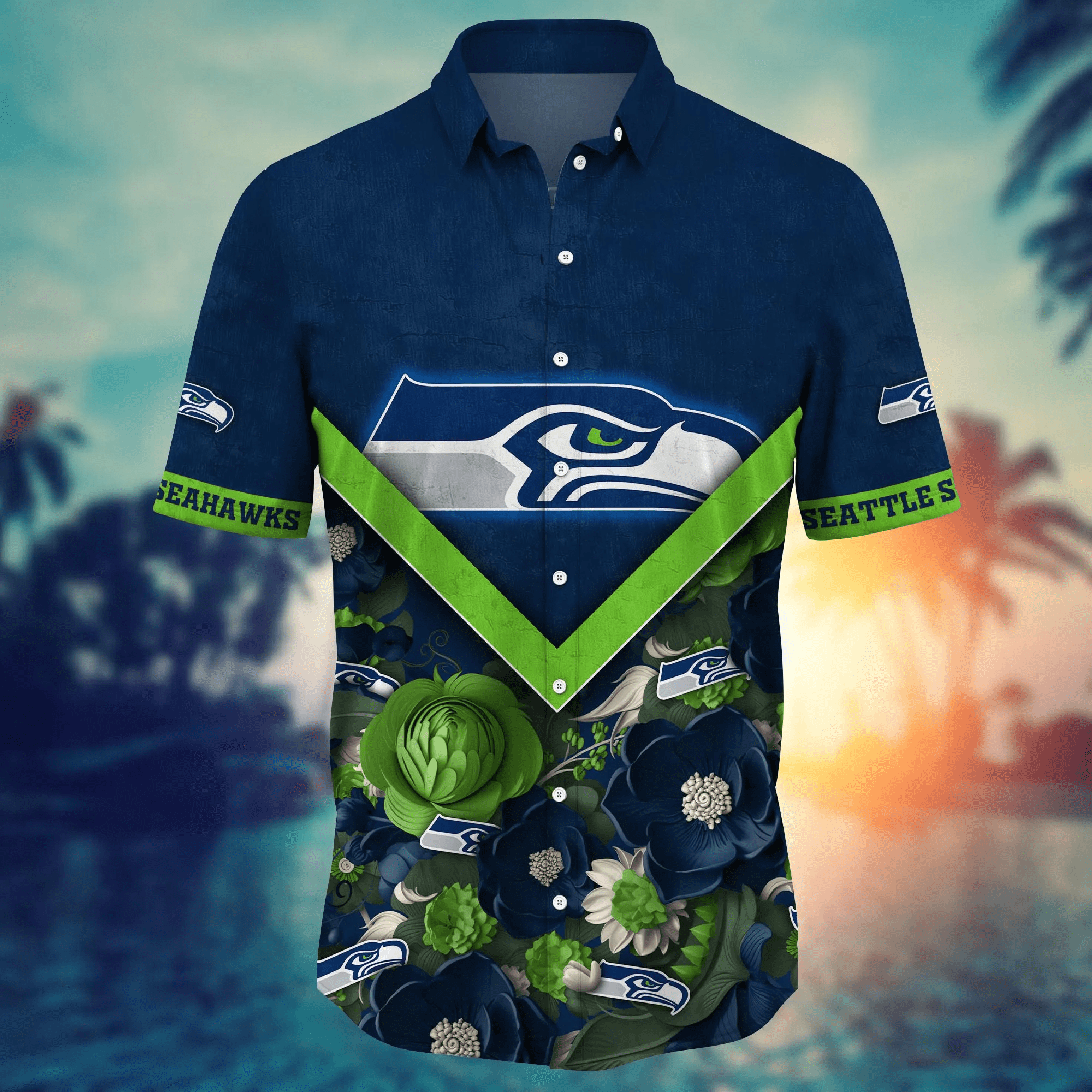 Seattle Seahawks NFL Hawaiian Shirt Custom Sunsets Aloha Shirt