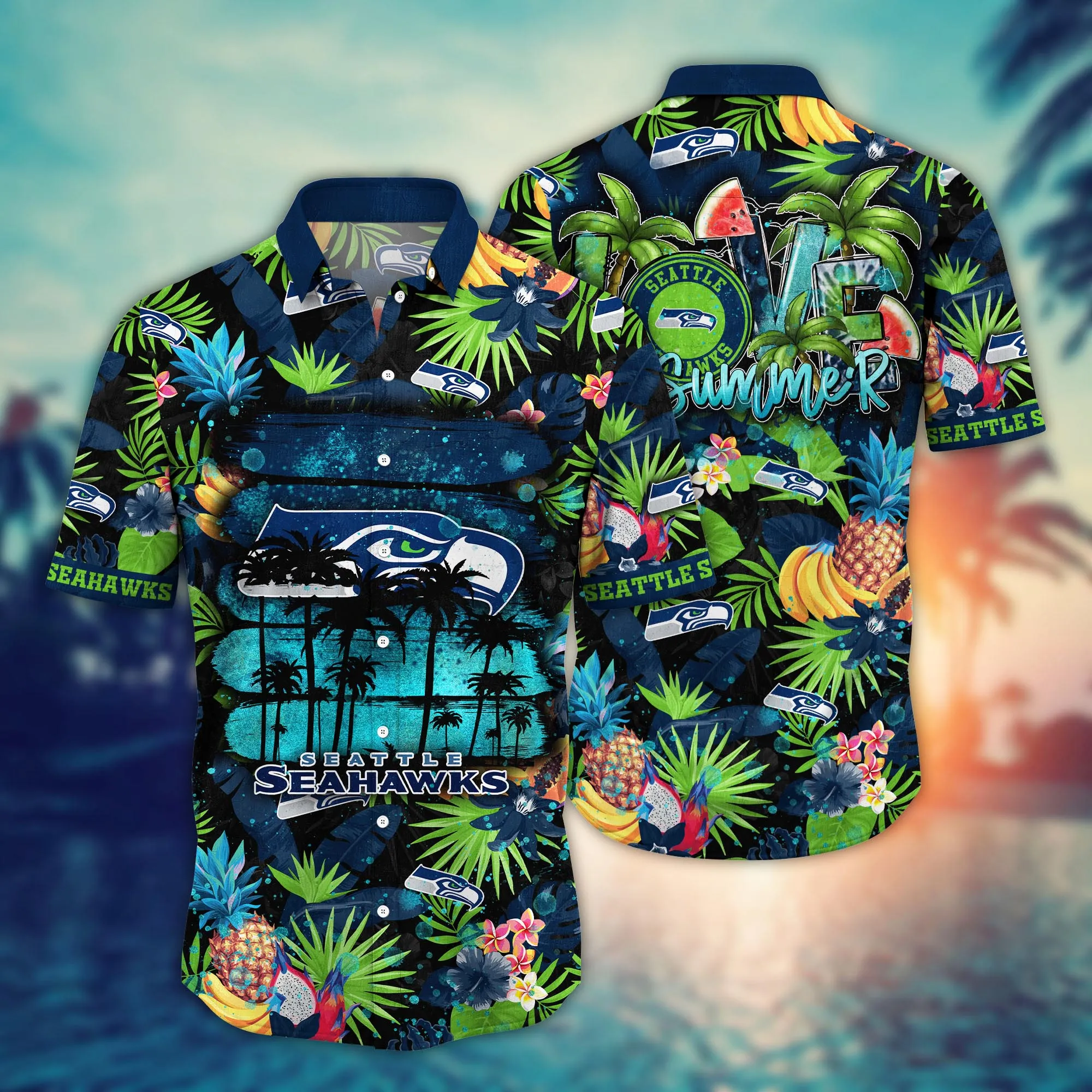 Seattle Seahawks NFL Hawaiian Shirt Tan Linestime Aloha Shirt