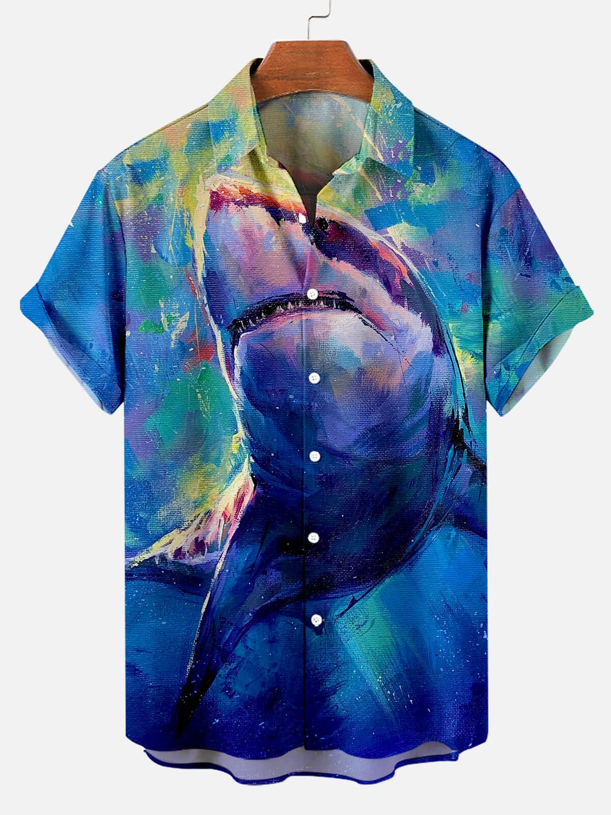 Serene Waters: Hawaiian Shark Oil Painting Top Serene Waters: Hawaiian Shark Oil Painting Top