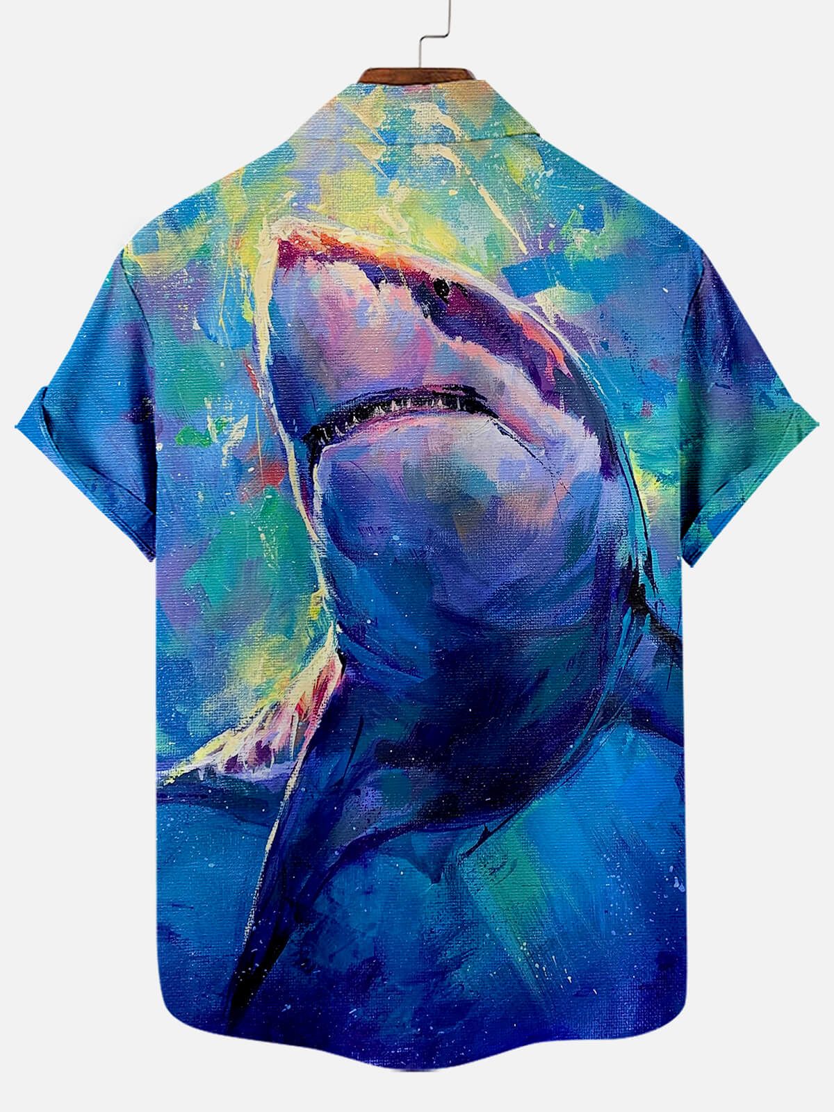 Serene Waters: Hawaiian Shark Oil Painting Top