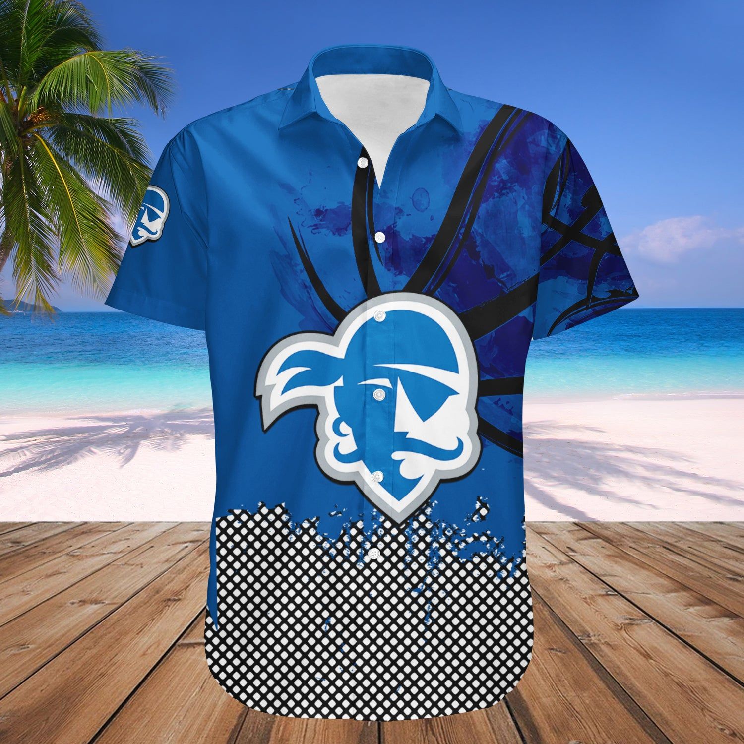 Seton Hall Pirates Hawaii Shirt Basketball Net Grunge Pattern – NCAA