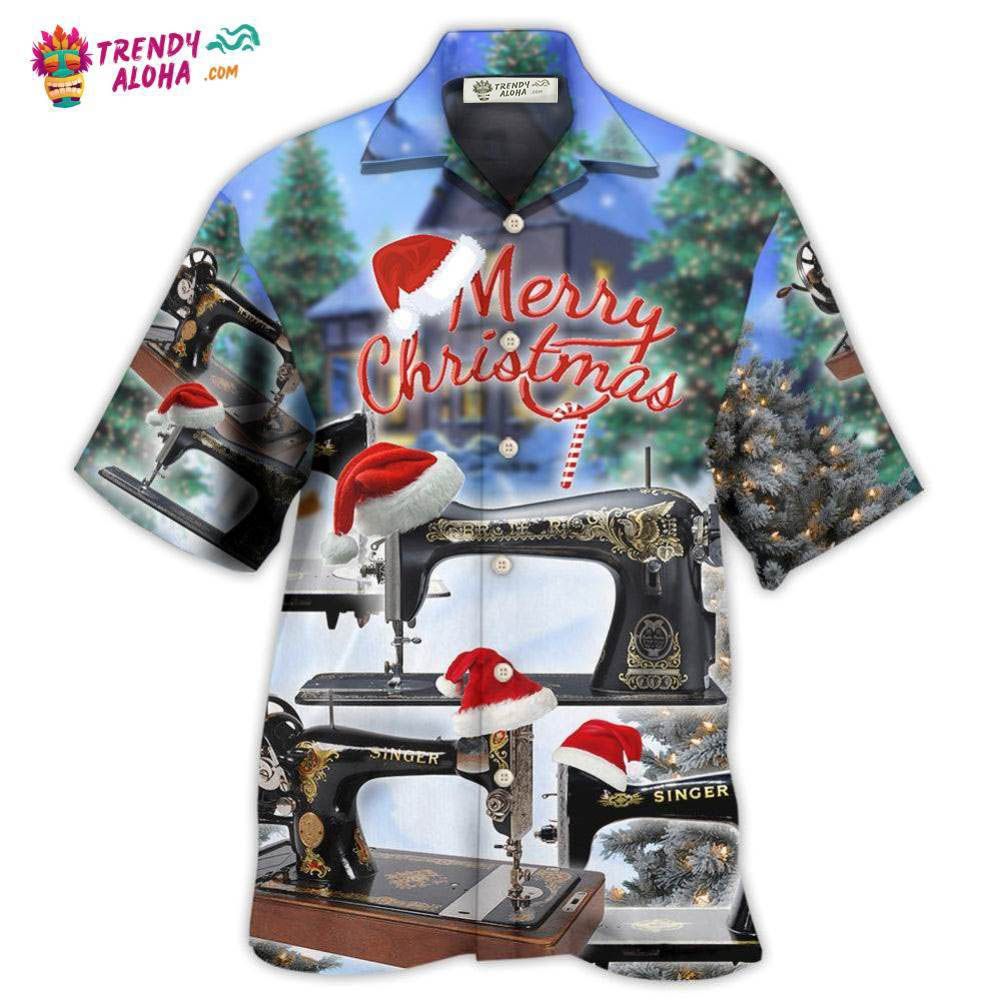 Sewing Machine Merry Christmas Happy Hawaiian Shirt – Trendy Aloha Sewing Machine Merry Christmas Happy Hawaiian Shirt – Trendy Aloha
