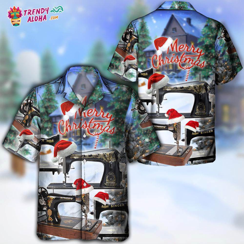 Sewing Machine Merry Christmas Happy Hawaiian Shirt – Trendy Aloha