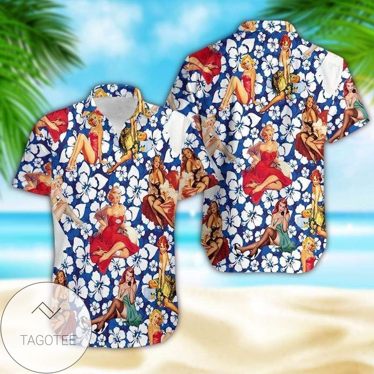Sexy Retro Girl Hibiscus Theme Elegance Hawaiian Shirt Collection