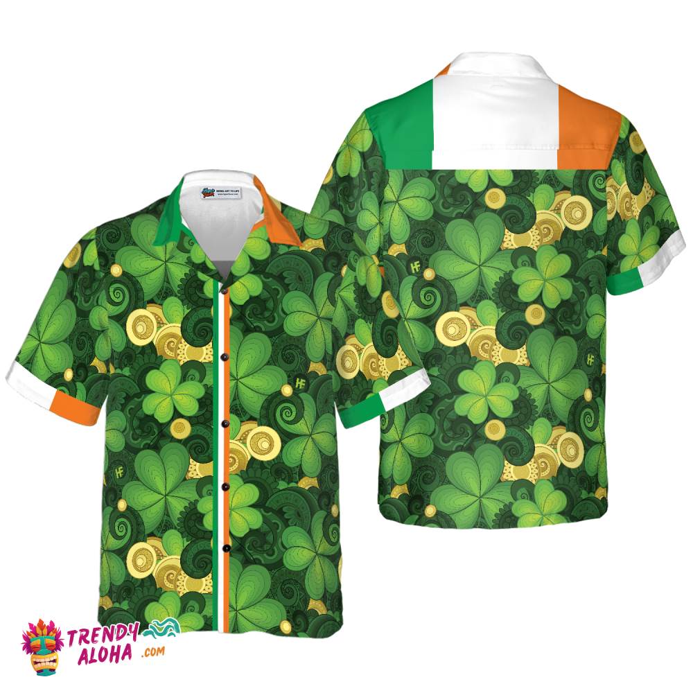 Shamrock And Gold Coins Saint Patrick’s Day Irish Ireland Hawaiian Shirt