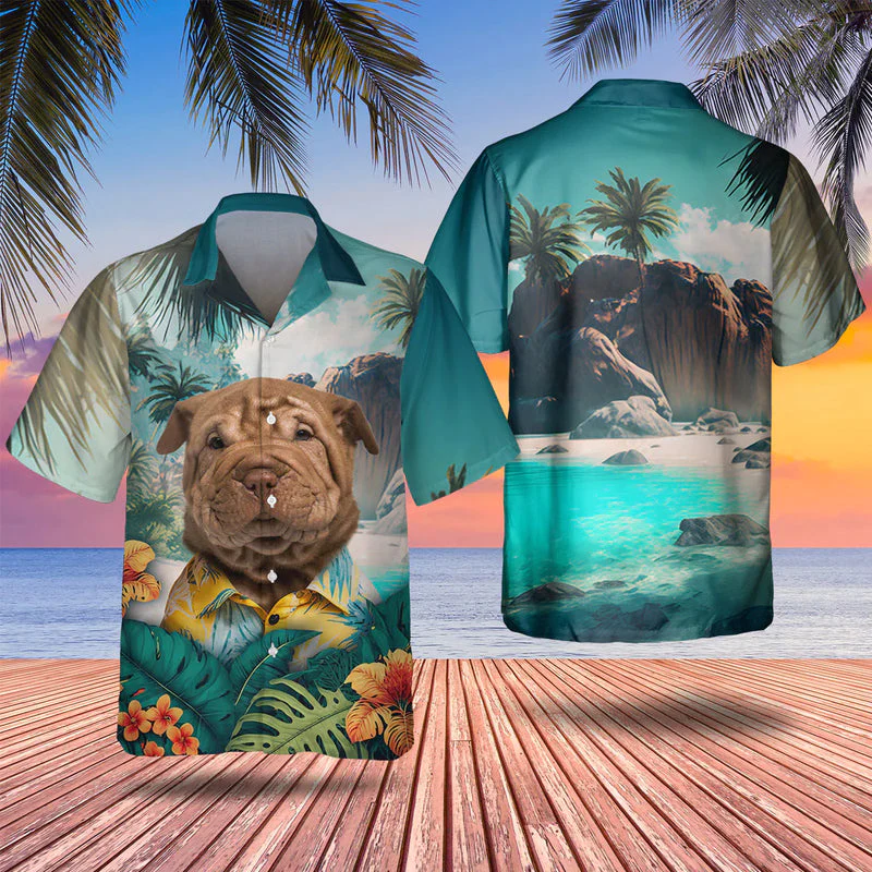 Shar Pei 3D Tropical Trendy Hawaiian Shirt, Dog Lover Trendy Hawaiian Shirt, Summer Trendy Hawaiian Shirt For Men And Women Shar Pei 3D Tropical Trendy Hawaiian Shirt, Dog Lover Trendy Hawaiian Shirt, Summer Trendy Hawaiian Shirt For Men And Women