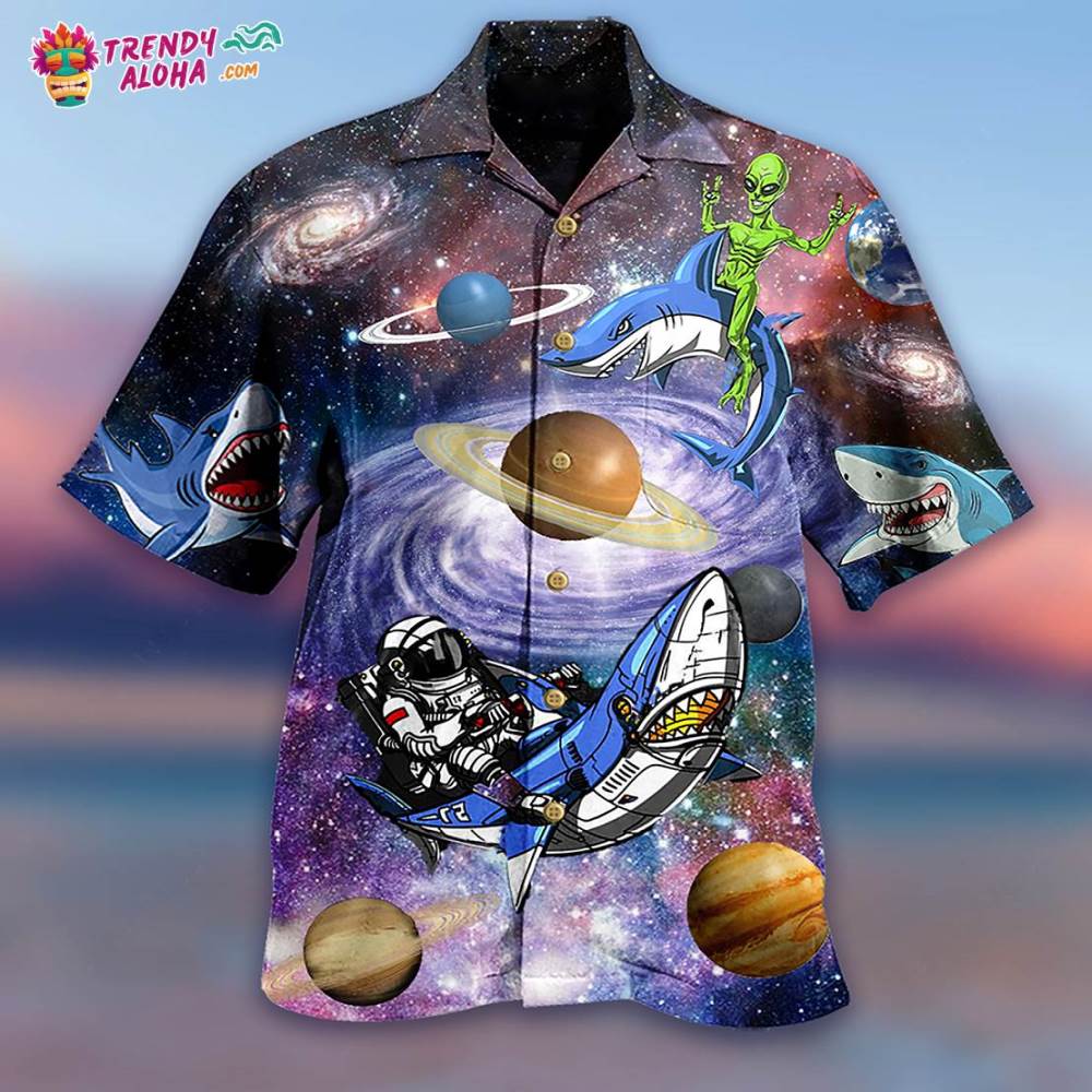 Shark Alien Space Hawaiian Shirt – Trendy Aloha