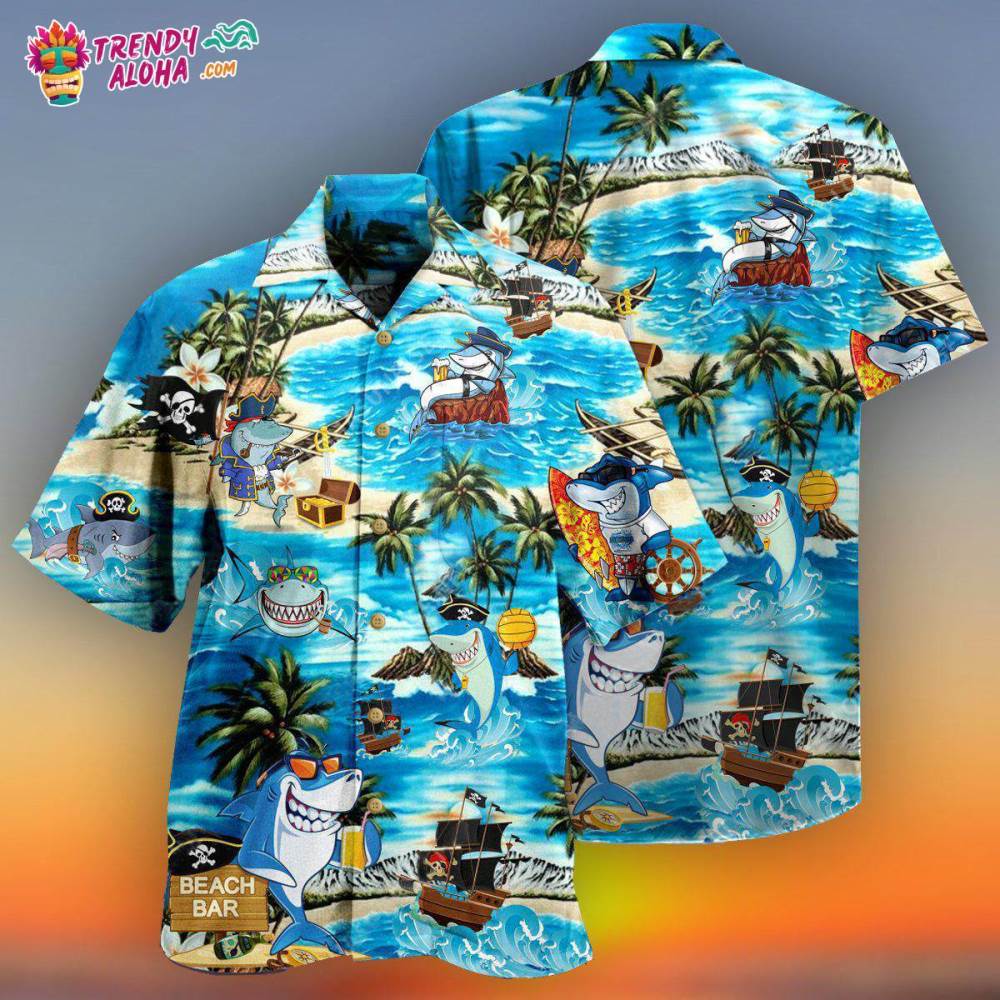 Shark Amazing Pirate Beach Bar Hawaiian Shirt – Trendy Aloha