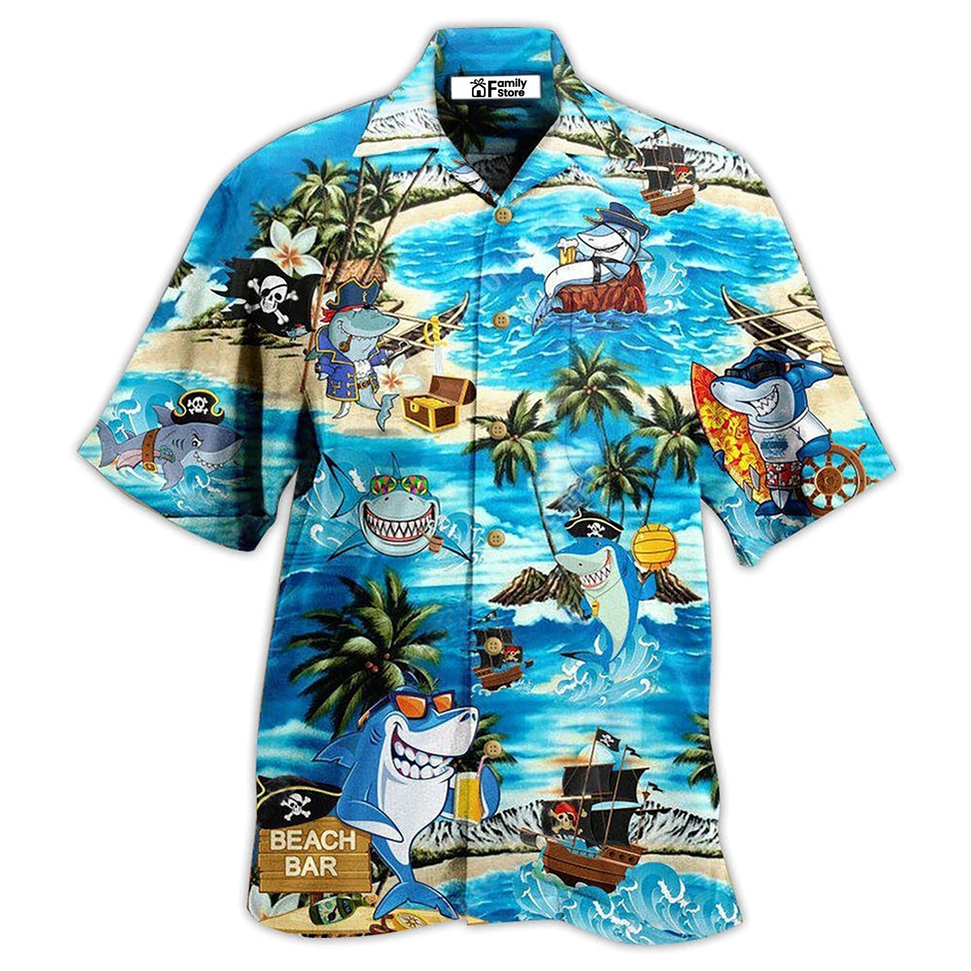 Shark Amazing Pirate Beach Bar Hawaiian Shirt Shark Amazing Pirate Beach Bar Hawaiian Shirt