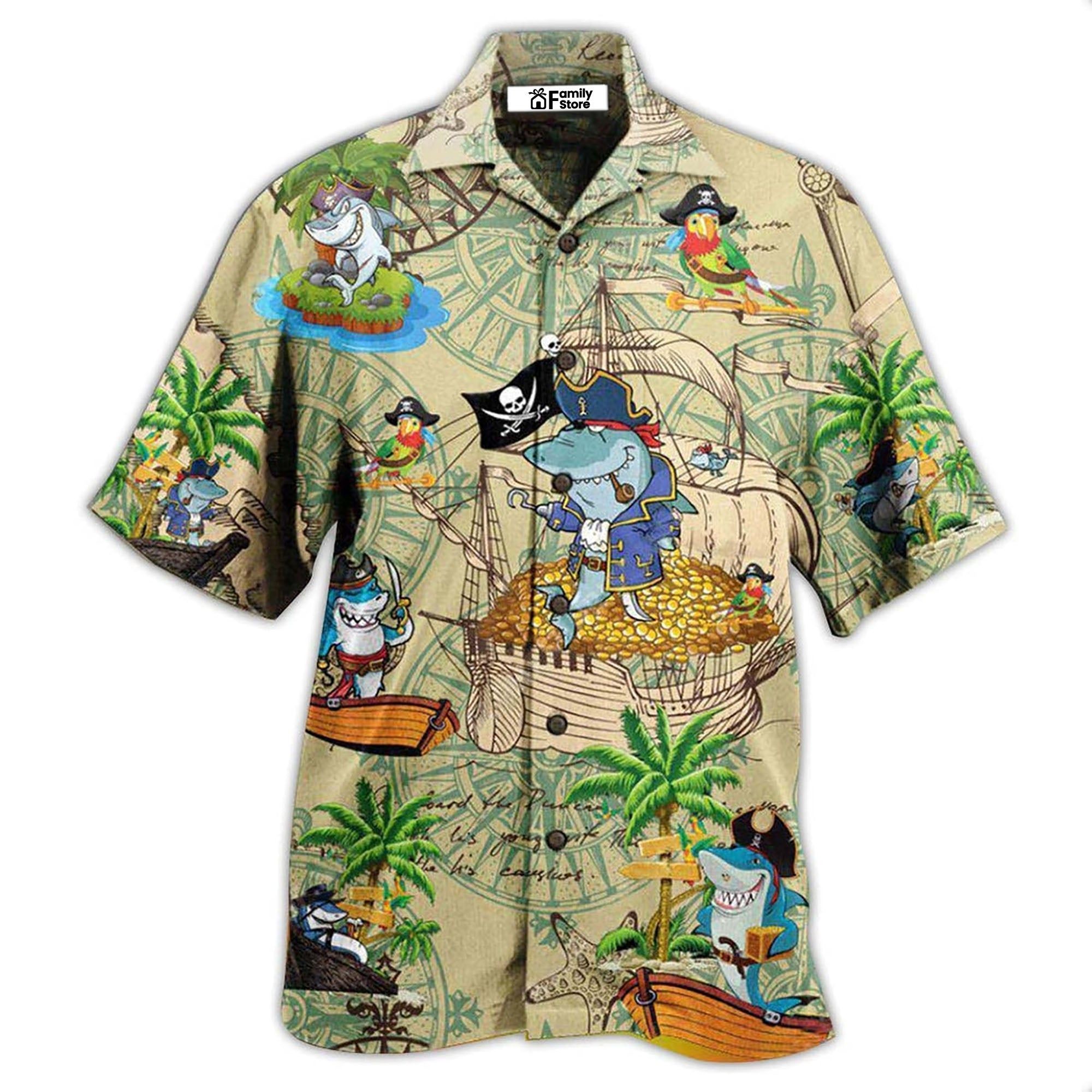 Shark Amazing Pirate Shark Hawaiian Shirt Shark Amazing Pirate Shark Hawaiian Shirt