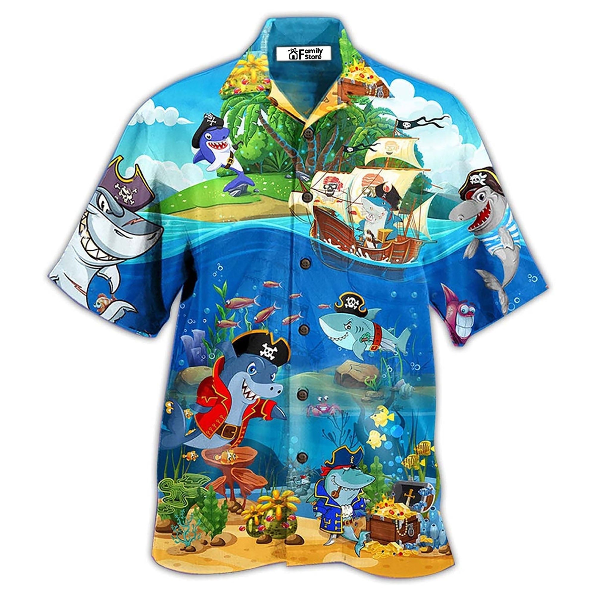 Shark Amazing Pirate Sharks Hawaiian Shirt Shark Amazing Pirate Sharks Hawaiian Shirt