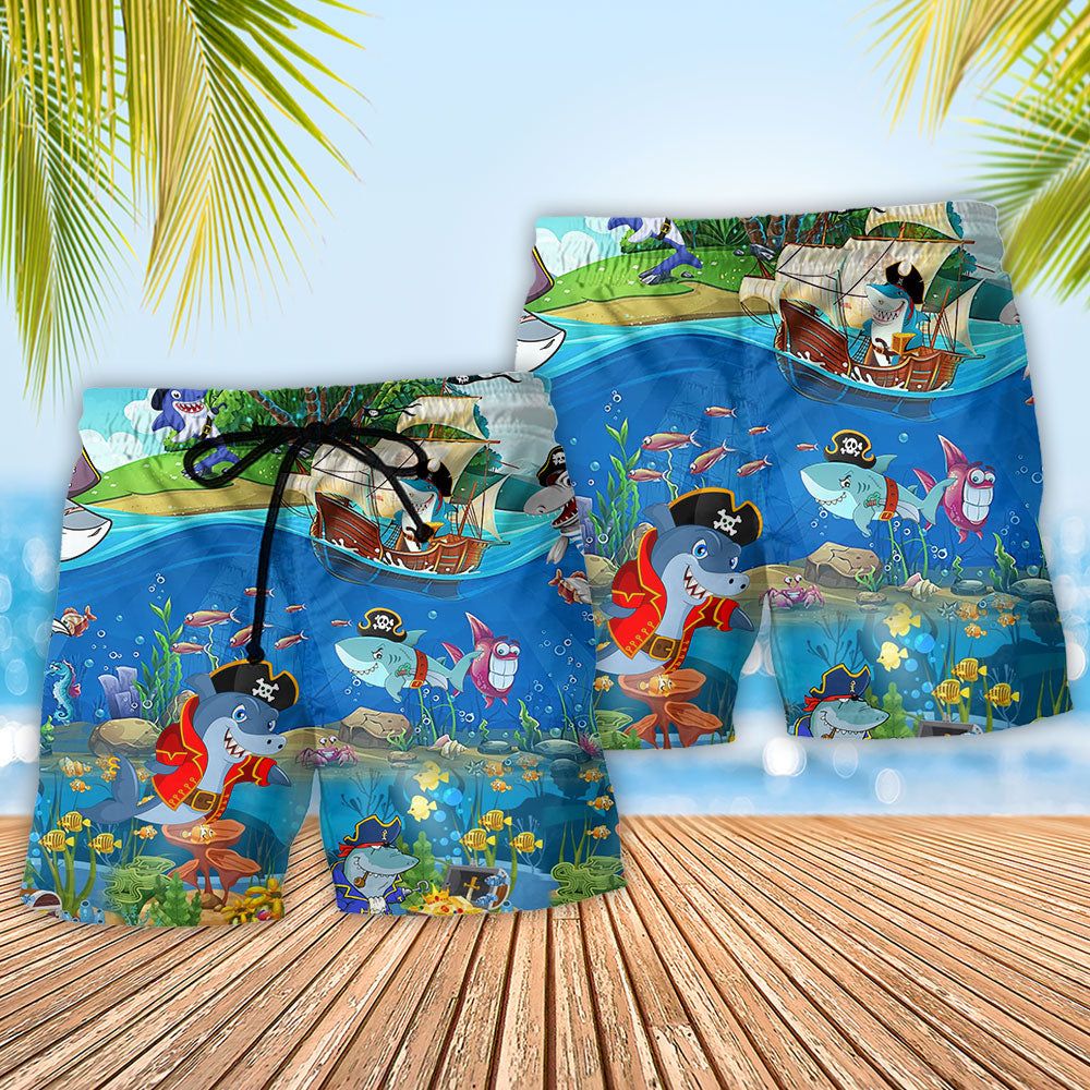 Shark Amazing Pirate Sharks Ocean Life Trendy Aloha Hawaiian Beach Shorts