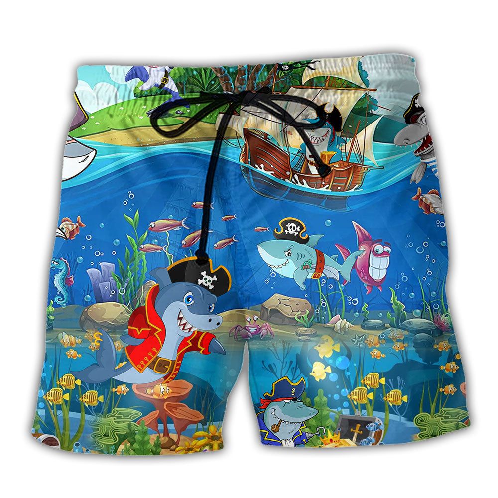 Shark Amazing Pirate Sharks Ocean Life Trendy Aloha Hawaiian Beach Shorts