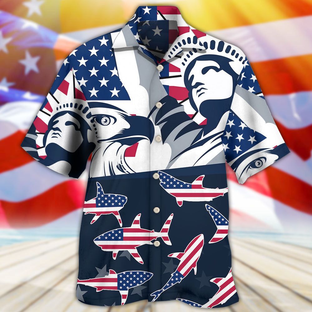 Shark America Independence Day Hawaiian Shirt