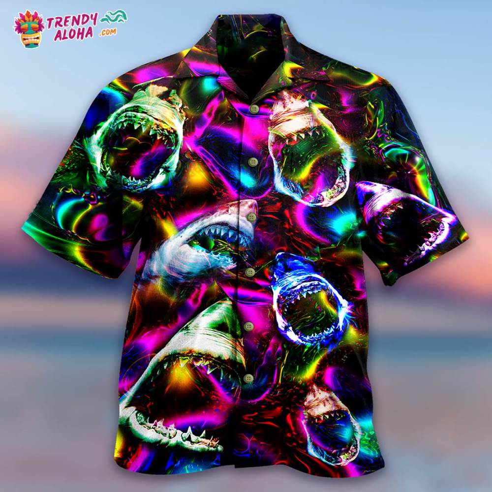 Shark Angry Loves Color Hawaiian Shirt – Trendy Aloha