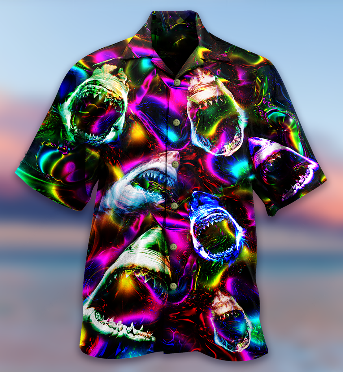 Shark Angry Loves Color Hawaiian Shirt