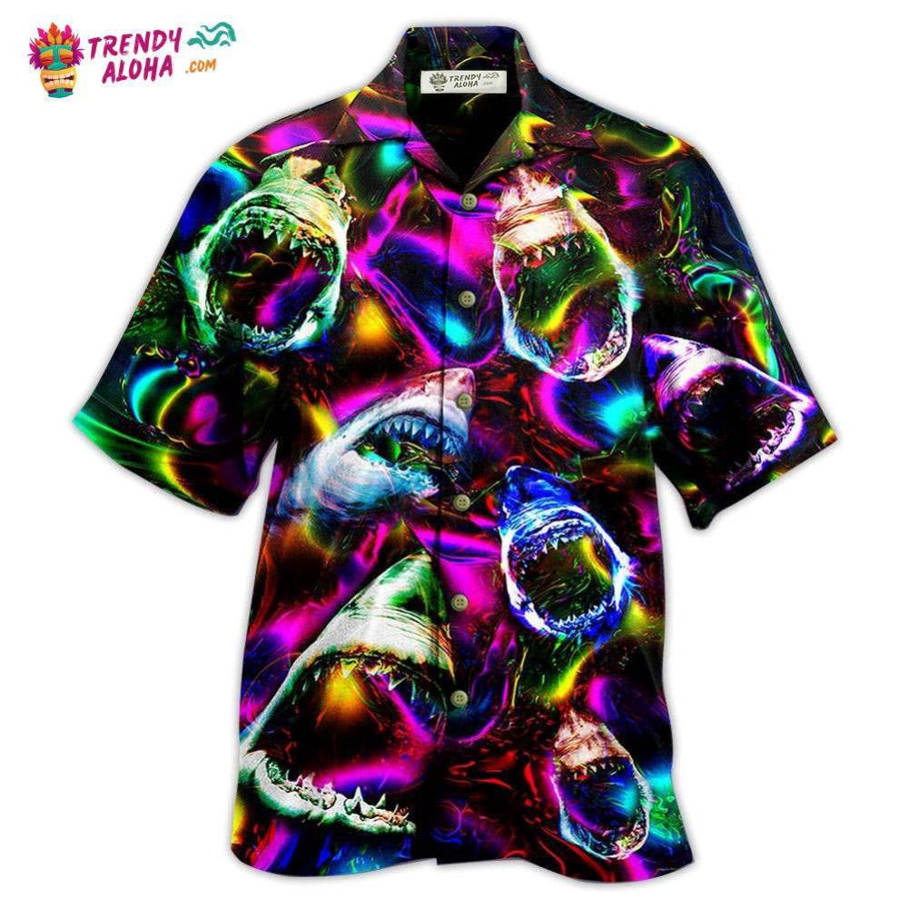 Shark Angry Loves Color Hawaiian Shirt – Trendy Aloha