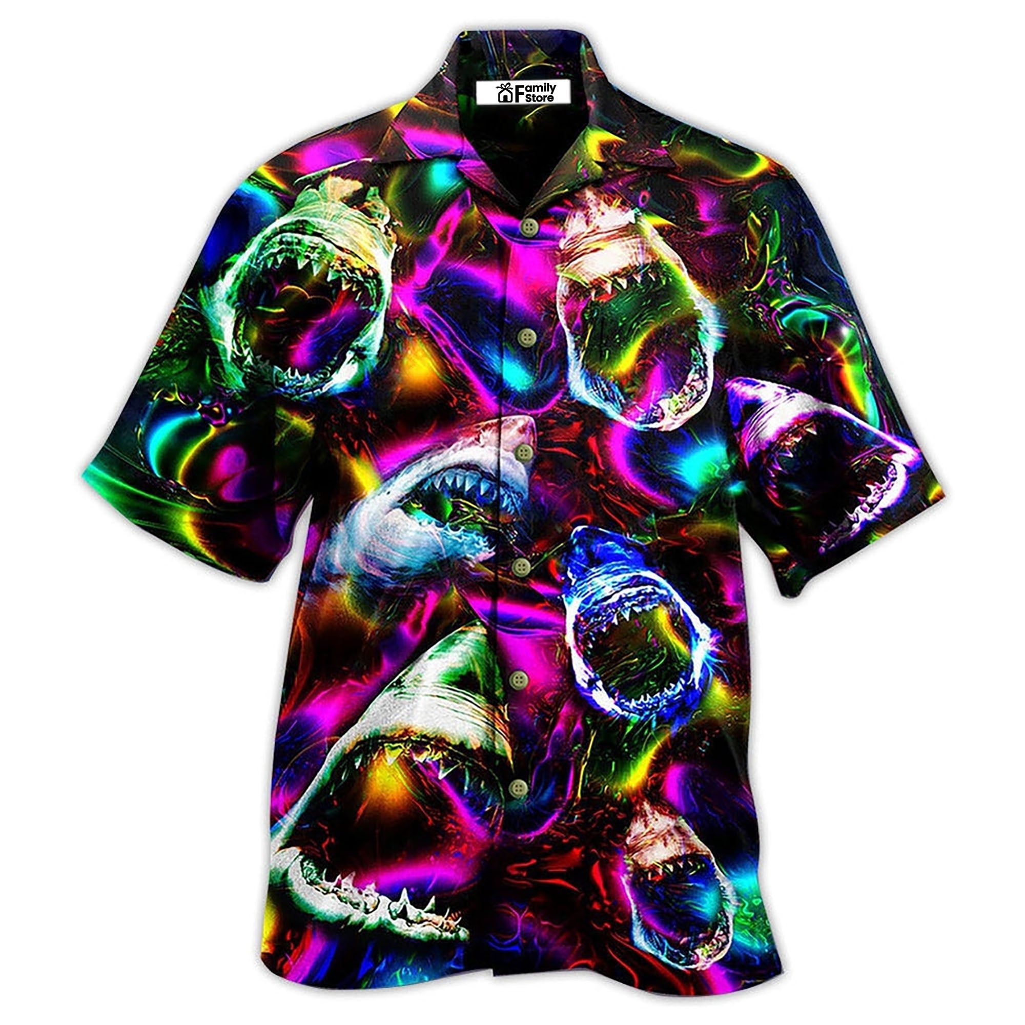 Shark Angry Loves Color Hawaiian Shirt Shark Angry Loves Color Hawaiian Shirt
