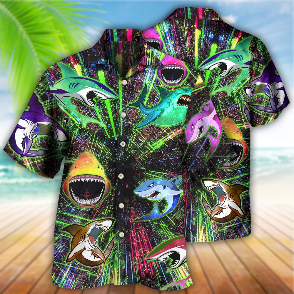 Shark Angry Neon Style Hawaiian Shirt