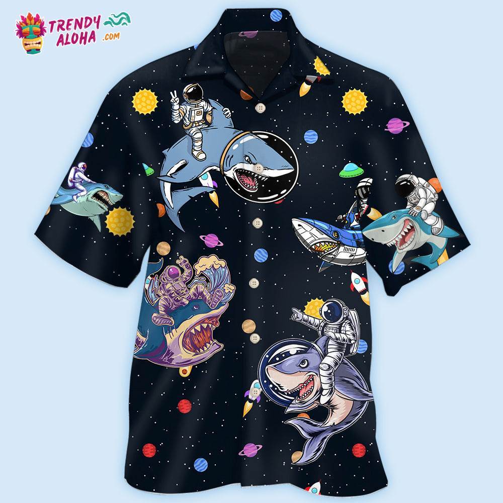Shark Astronaut Galaxy Sky Hawaiian Shirt – Trendy Aloha