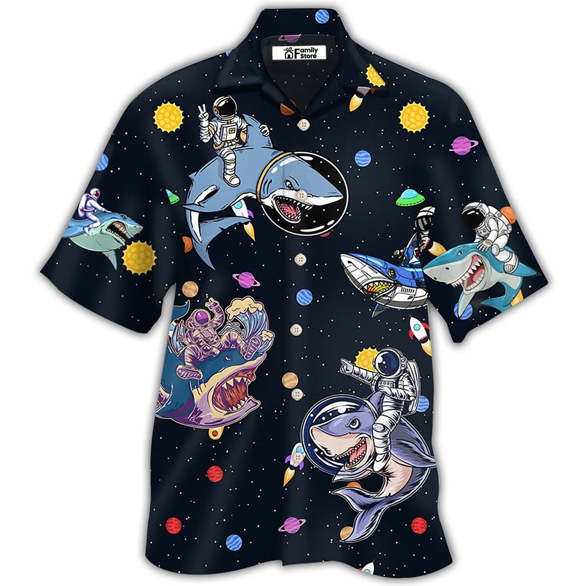 Shark Astronaut Galaxy Sky Hawaiian Shirt Shark Astronaut Galaxy Sky Hawaiian Shirt