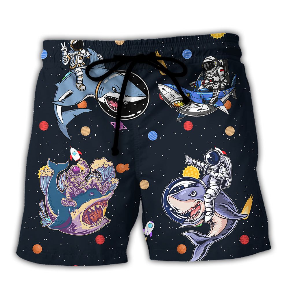 Shark Astronaut Galaxy Sky Trendy Aloha Hawaiian Beach Shorts Shark Astronaut Galaxy Sky Trendy Aloha Hawaiian Beach Shorts