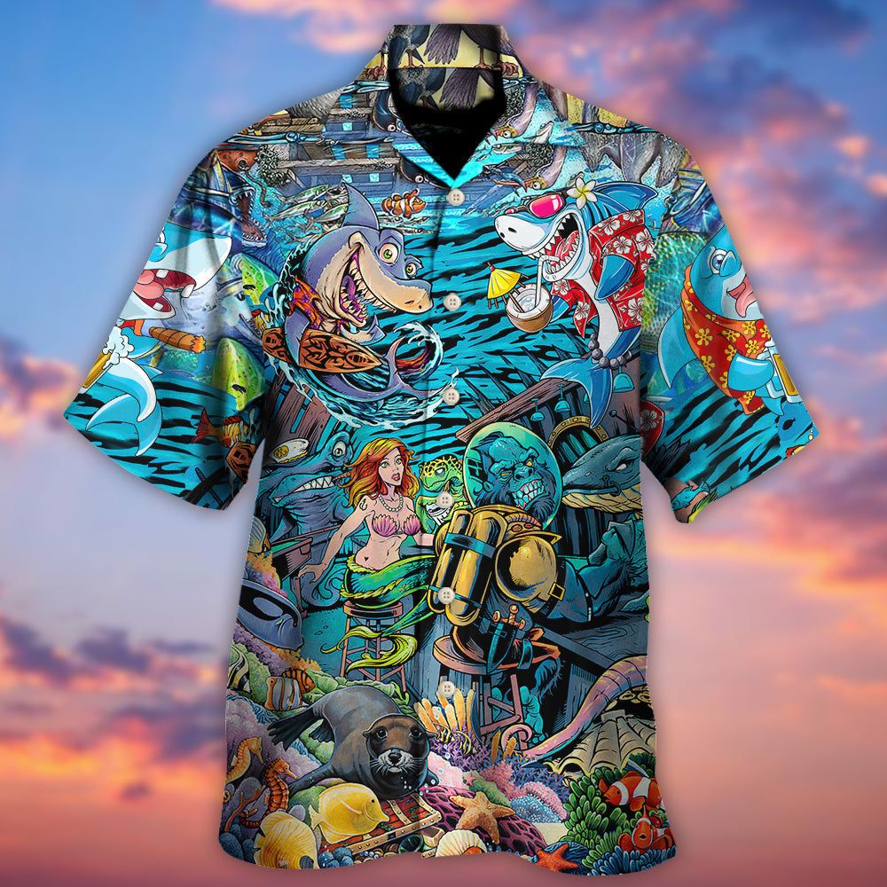 Shark Bar With Animal Underwater Hawaiian Shirt