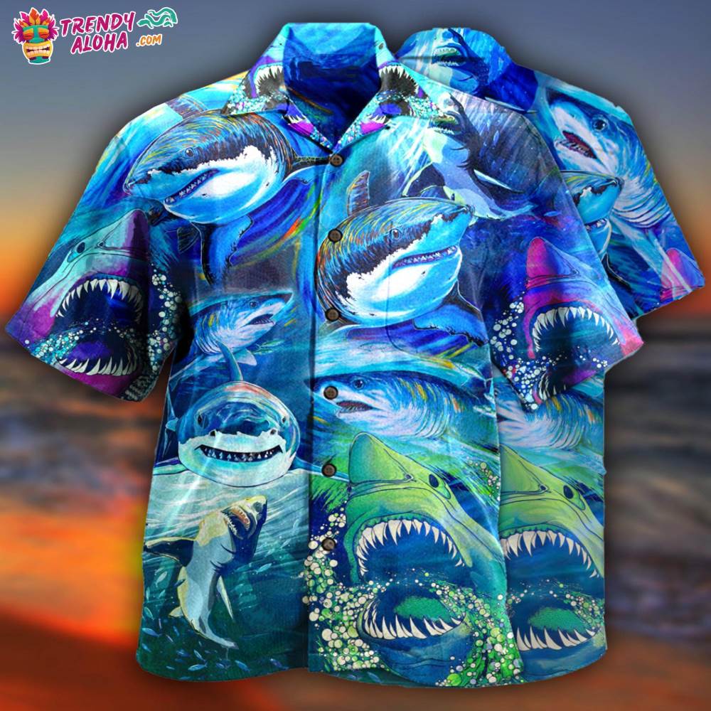 Shark Be A Shark Blue Ocean Hawaiian Shirt – Trendy Aloha