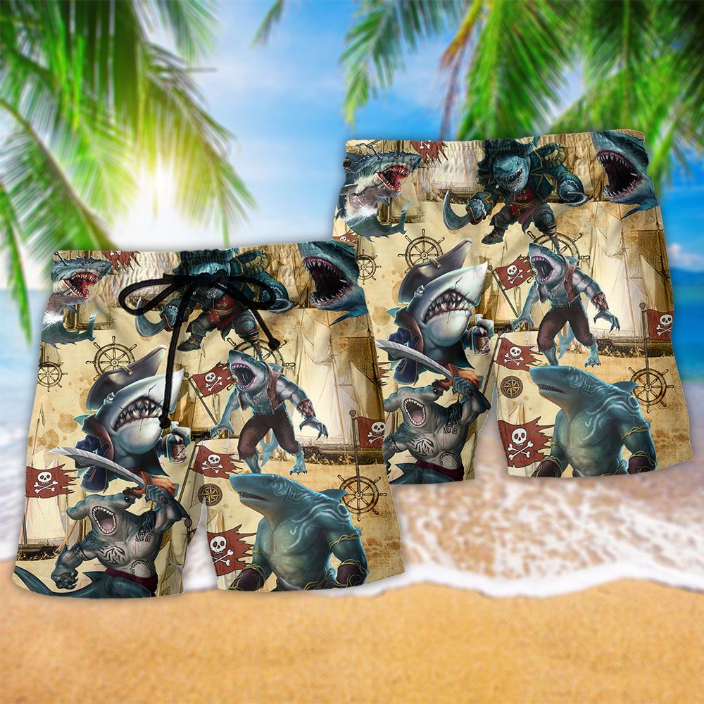 Shark Be Jawsome Be A Shark Trendy Aloha Hawaiian Beach Shorts